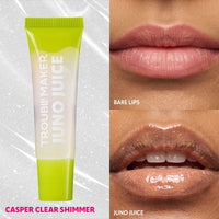 Trouble Maker Juno Juice Lipgloss Casper Clear Shimmer 4pc Set + 1 Full Size Product Worth 25% Value Free