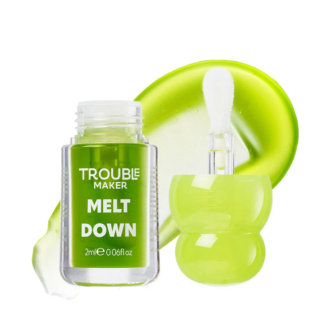 Trouble Maker Melt Down Lip Oil Dizzy Busy Green 4pc Set + 1 Full Size Product Worth 25% Value Free