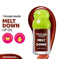 Trouble Maker Melt Down Lip Oil Snapper Brown 4pc Set + 1 Full Size Product Worth 25% Value Free