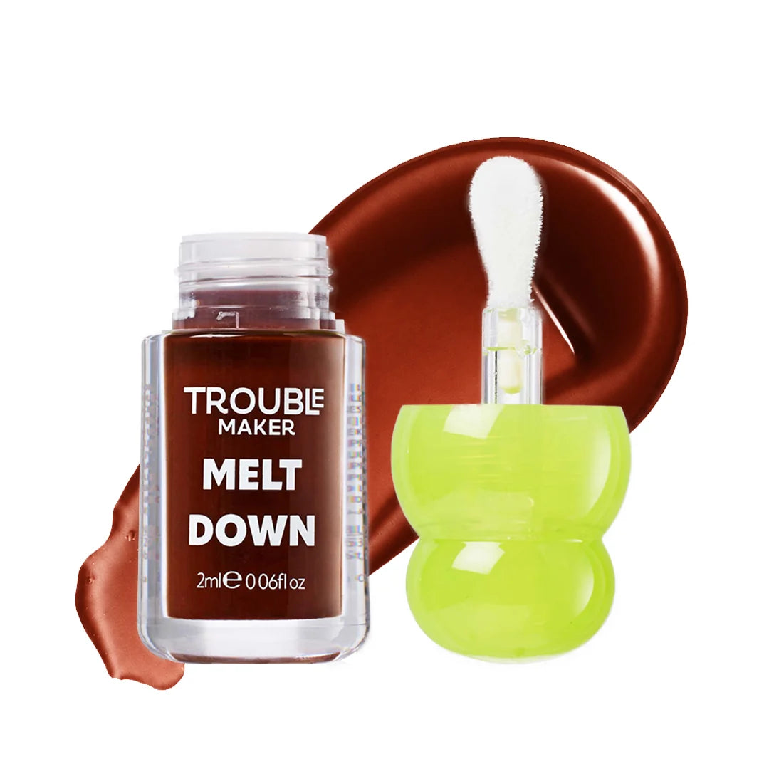 Trouble Maker Melt Down Lip Oil Snapper Brown 4pc Set + 1 Full Size Product Worth 25% Value Free