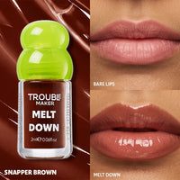 Trouble Maker Melt Down Lip Oil Snapper Brown 4pc Set + 1 Full Size Product Worth 25% Value Free