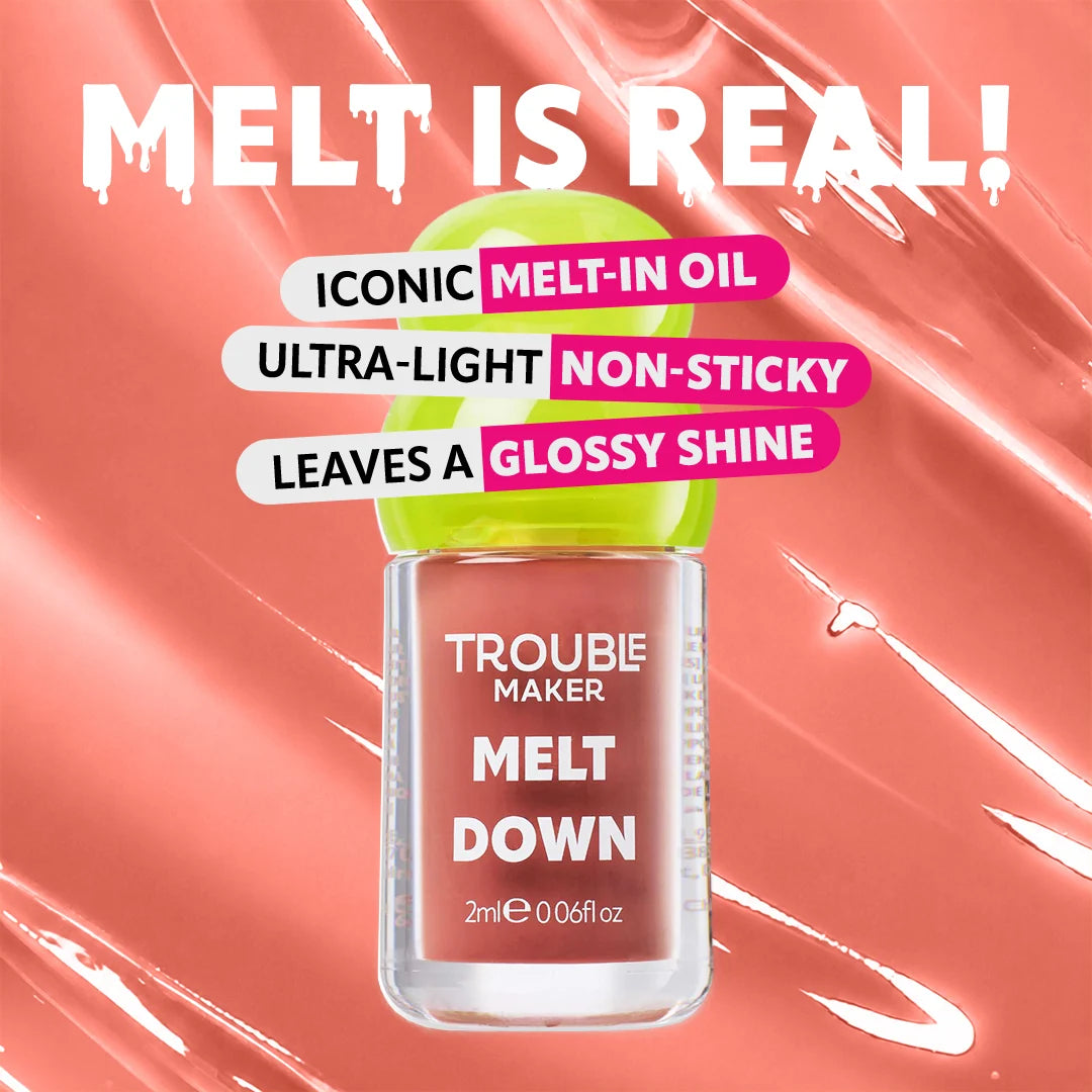 Trouble Maker Melt Down Lip Oil Slip n Slide Nude 4pc Set + 1 Full Size Product Worth 25% Value Free