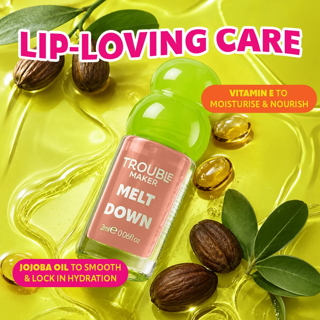Trouble Maker Melt Down Lip Oil Slip n Slide Nude 4pc Set + 1 Full Size Product Worth 25% Value Free