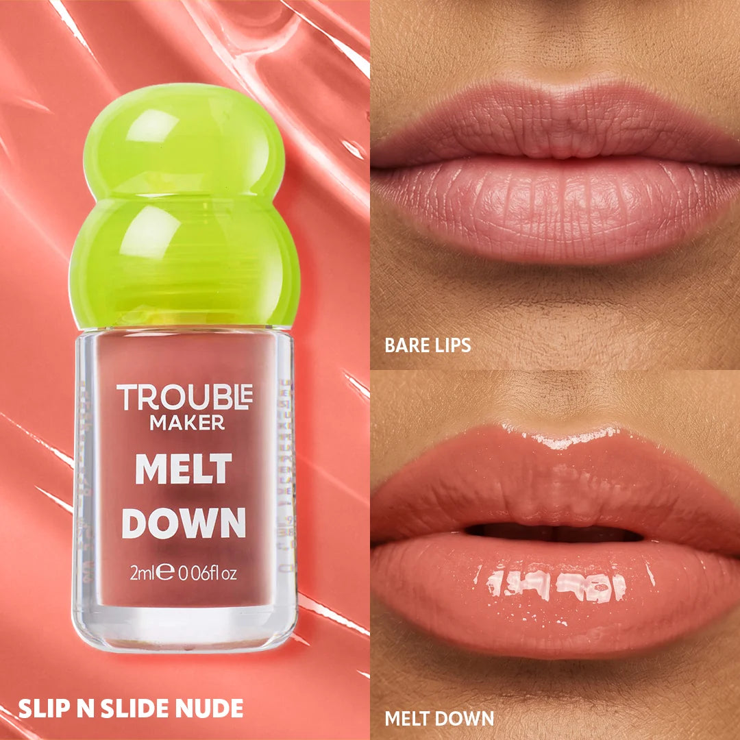 Trouble Maker Melt Down Lip Oil Slip n Slide Nude 4pc Set + 1 Full Size Product Worth 25% Value Free