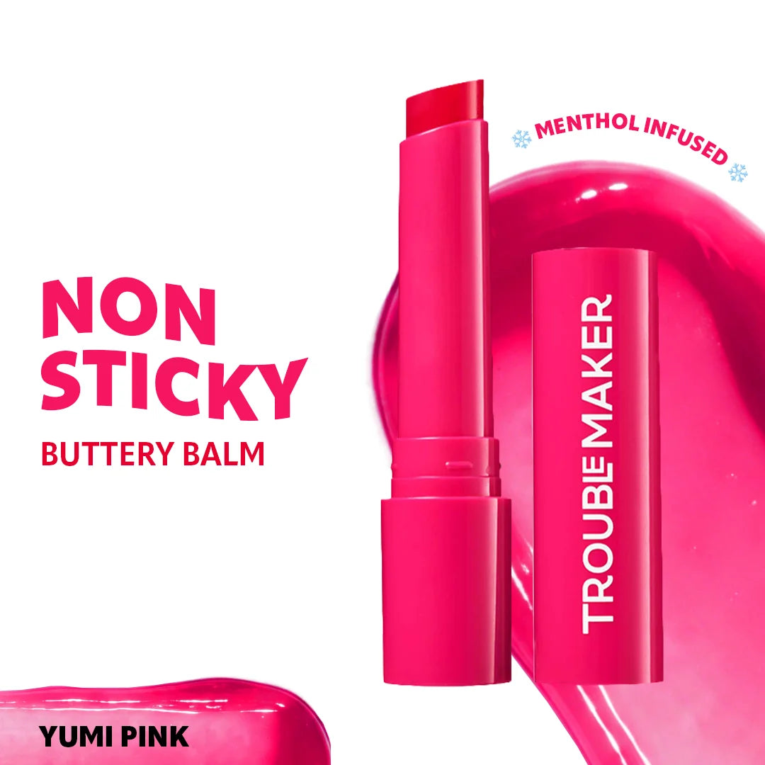 Trouble Maker Aura Lip Balm Yumi Pink 4pc Set + 1 Full Size Product Worth 25% Value Free