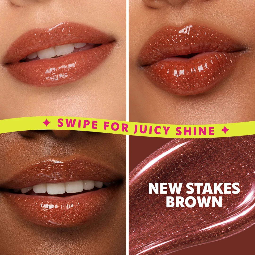Trouble Maker Shimmie Gloss New Stakes Brown 4pc Set + 1 Full Size Product Worth 25% Value Free