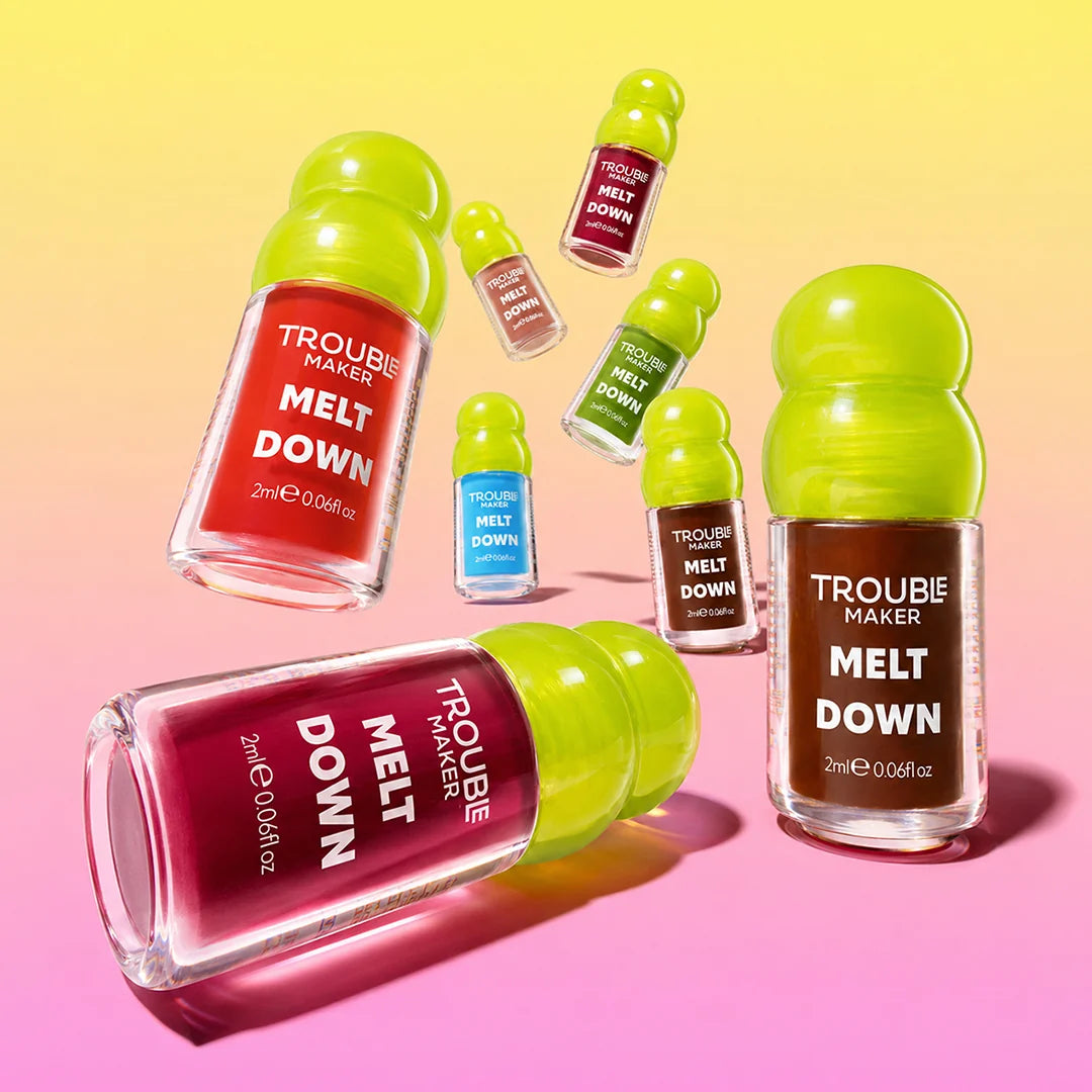 Trouble Maker Melt Down Lip Oil Tipping Point Purple 4pc Set + 1 Full Size Product Worth 25% Value Free