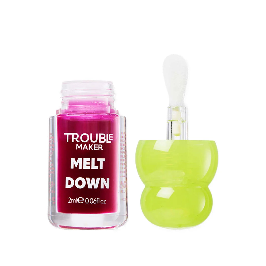 Trouble Maker Melt Down Lip Oil Tipping Point Purple 4pc Set + 1 Full Size Product Worth 25% Value Free