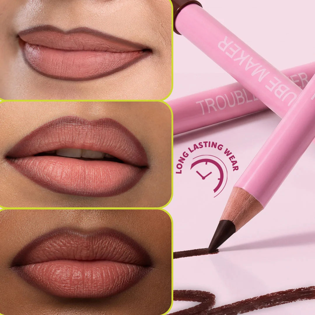Trouble Maker Overdo It Lip Liner Pencil Zip It Deep Brown 4pc Set + 1 Full Size Product Worth 25% Value Free