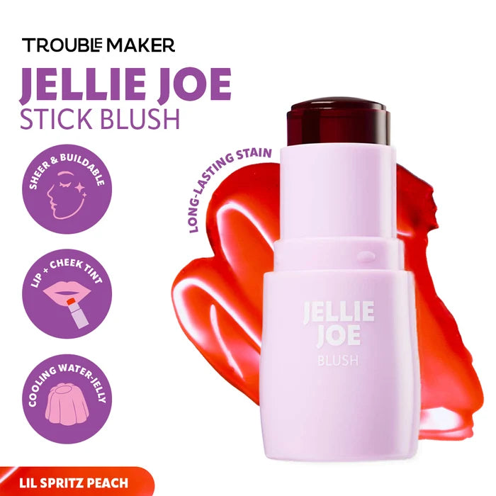 Trouble Maker Jellie Joe Stick Blush Lil Spritz Peach 4pc Set + 1 Full Size Product Worth 25% Value Free