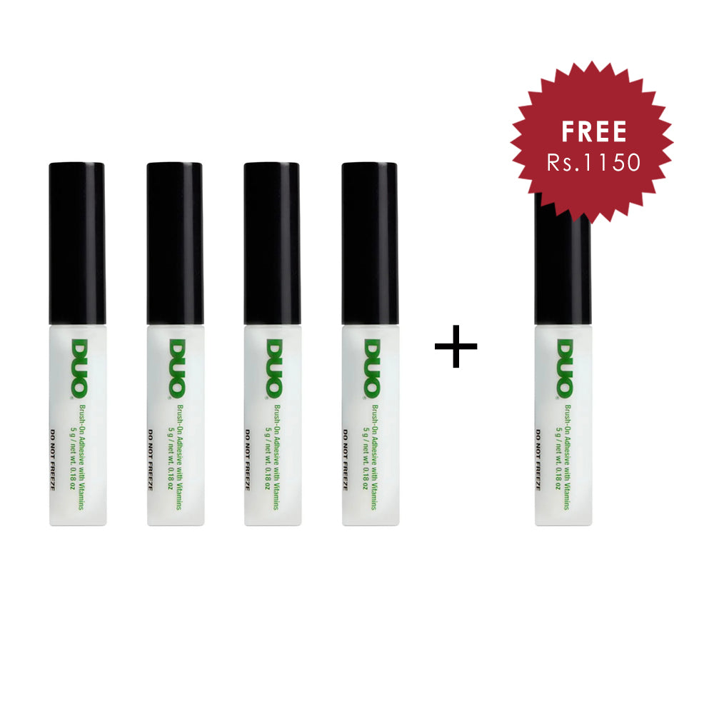 DUO Brush-On Striplash Adhesive, Clear 4pc Set + 1 Full Size Product Worth 25% Value Free