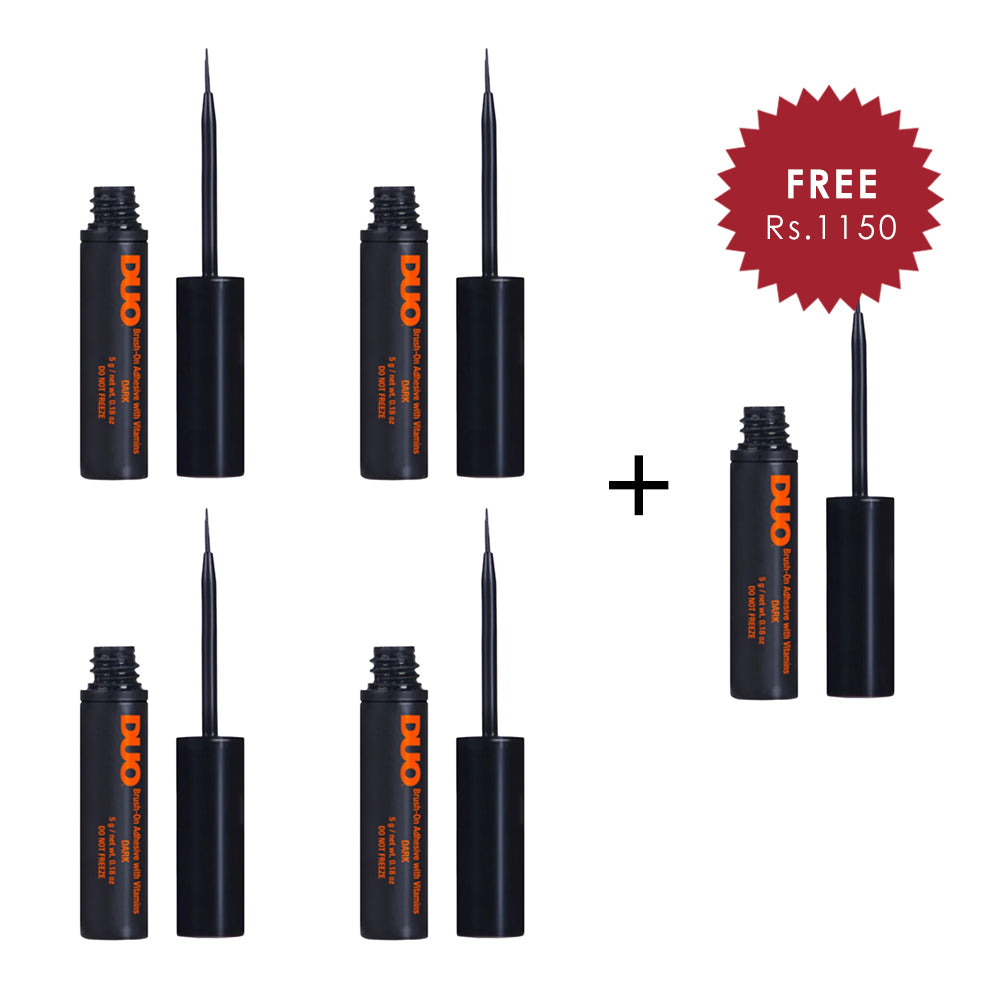 DUO Brush-On Striplash Adhesive, Dark 4pc Set + 1 Full Size Product Worth 25% Value Free