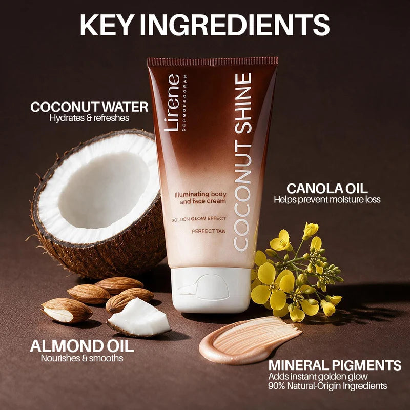 4pc Set + 1 Full Size Product Worth 25% Value Free Lirene Coconut Shine illuminating Body And Face Cream