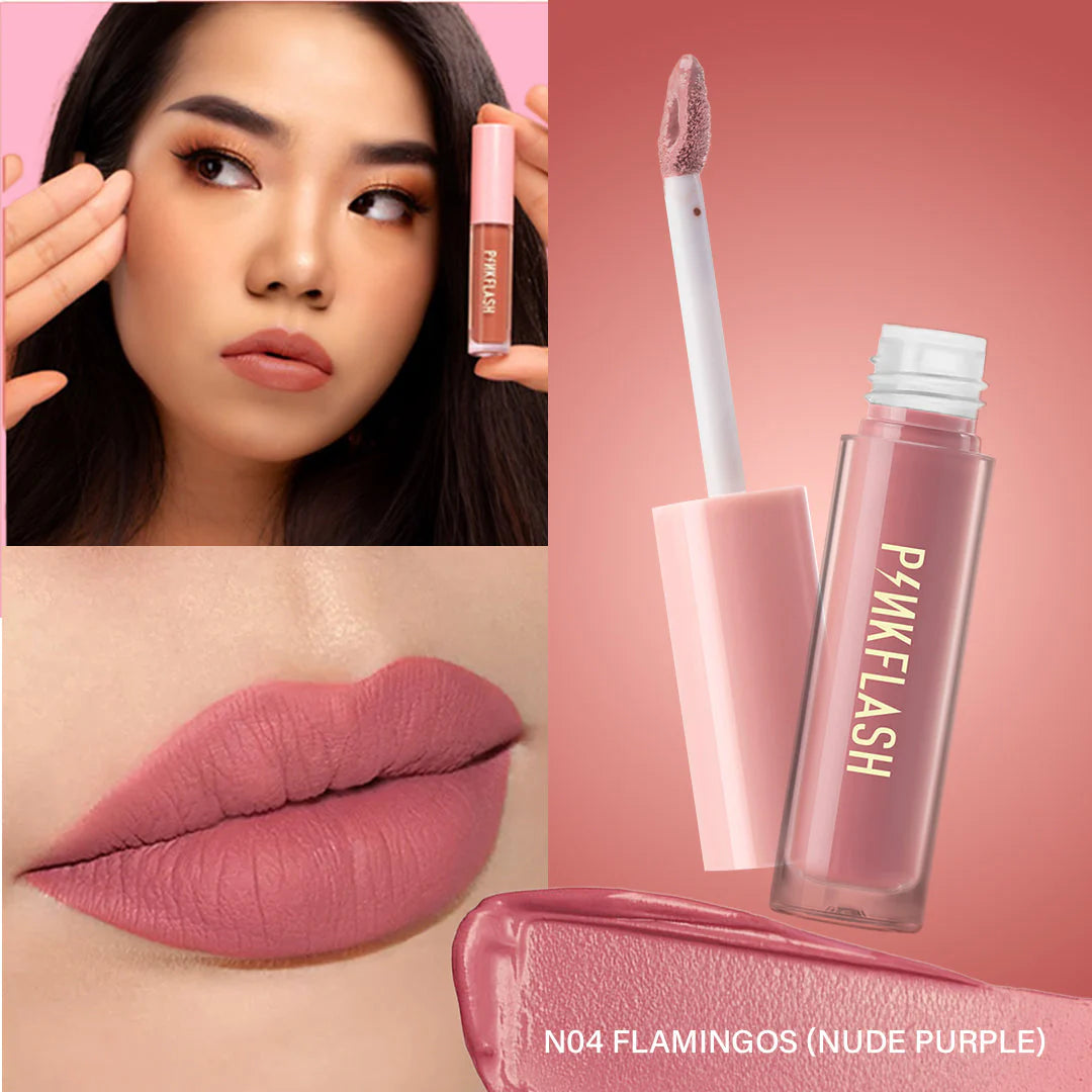 Pinkflash Melting Matte Lipcream-N04# Flamingos 4pc Set + 1 Full Size Product Worth 25% Value Free