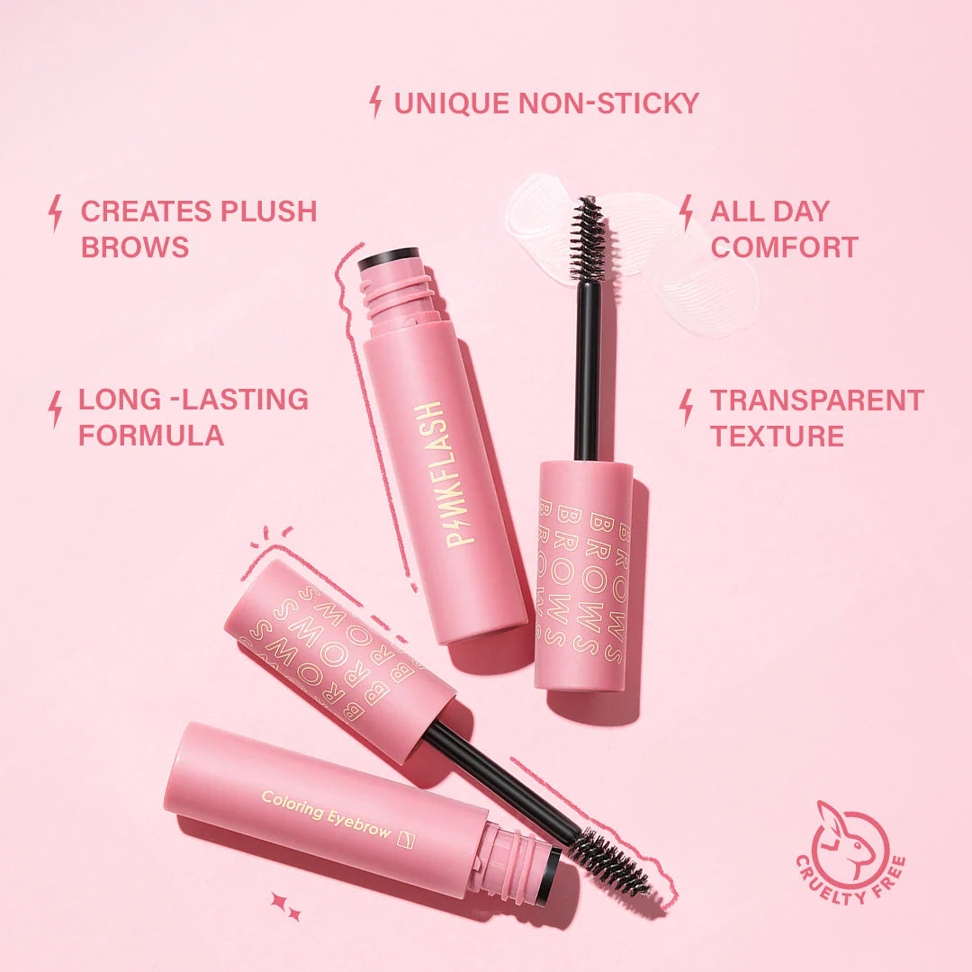 Pinkflash Coloring Eyebrow Mascara Black 4pc Set + 1 Full Size Product Worth 25% Value Free