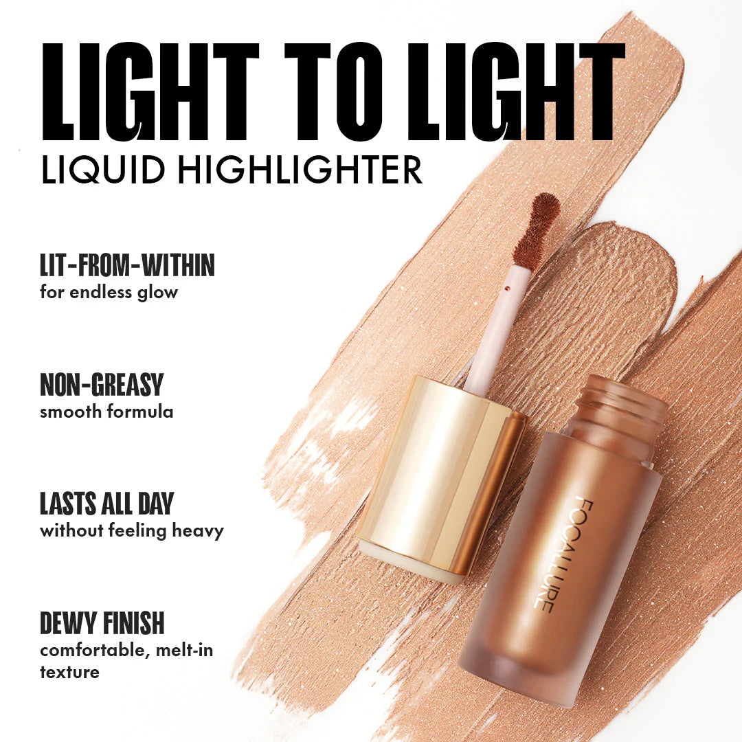 Focallure Light To Light Liquid Highlighter #GD02- Yes To Heaven 4pc Set + 1 Full Size Product Worth 25% Value Free
