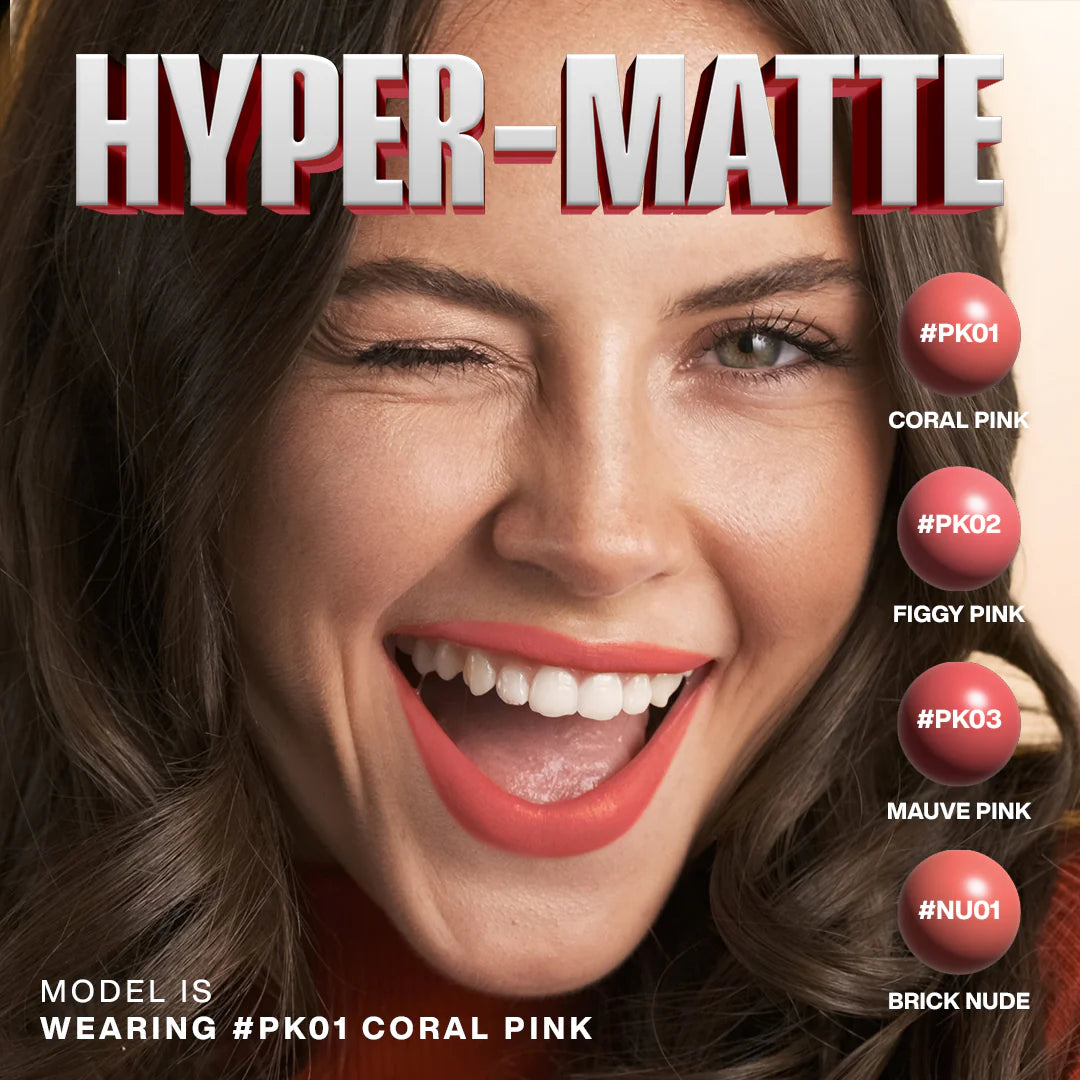 Focallure Lasting Matte Lipstick-PK01 Coral Pink 4pc Set + 1 Full Size Product Worth 25% Value Free