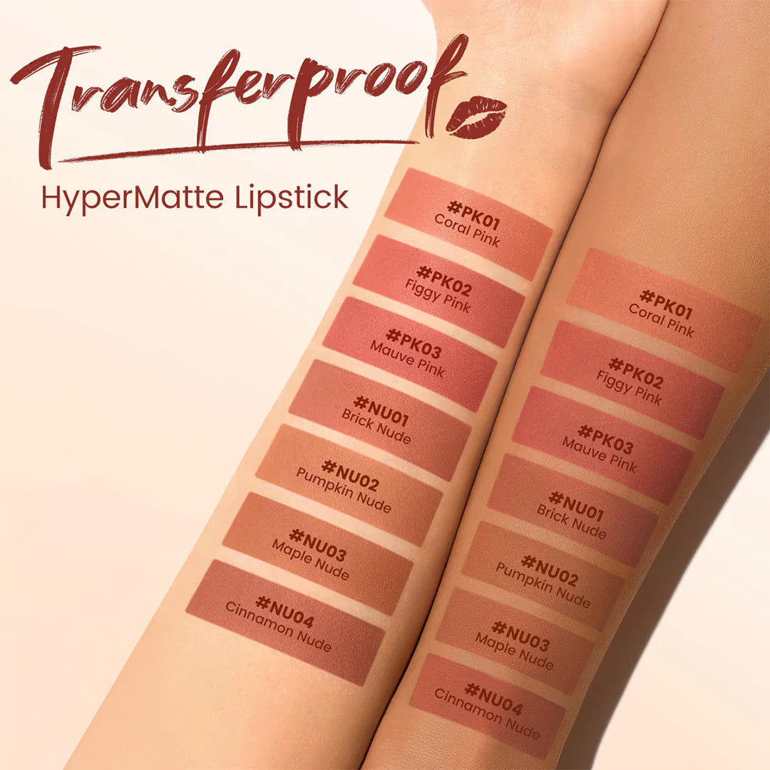 Focallure Lasting Matte Lipstick-PK01 Coral Pink 4pc Set + 1 Full Size Product Worth 25% Value Free