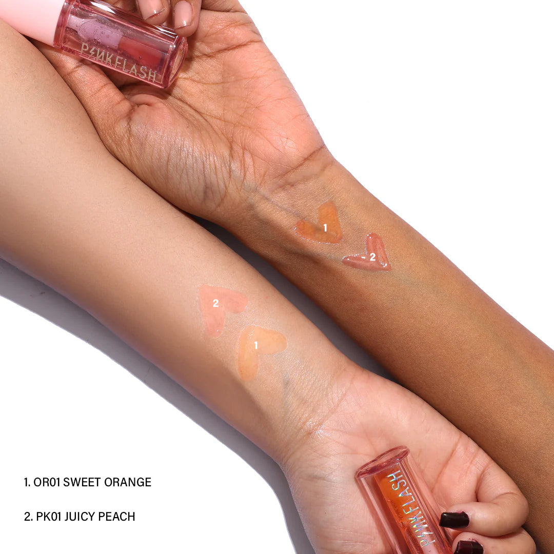 Pinkflash Lasting Lip Tint-HOT PK01 Juicy Peach 4pc Set + 1 Full Size Product Worth 25% Value Free