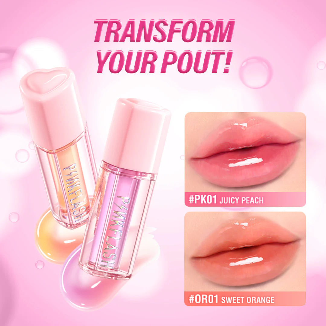 Pinkflash Lasting Lip Tint-HOT PK01 Juicy Peach 4pc Set + 1 Full Size Product Worth 25% Value Free