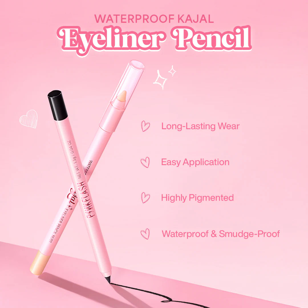 Pinkflash Waterproof Kajal Eeyliner Pencil-NU01 Nude 4pc Set + 1 Full Size Product Worth 25% Value Free