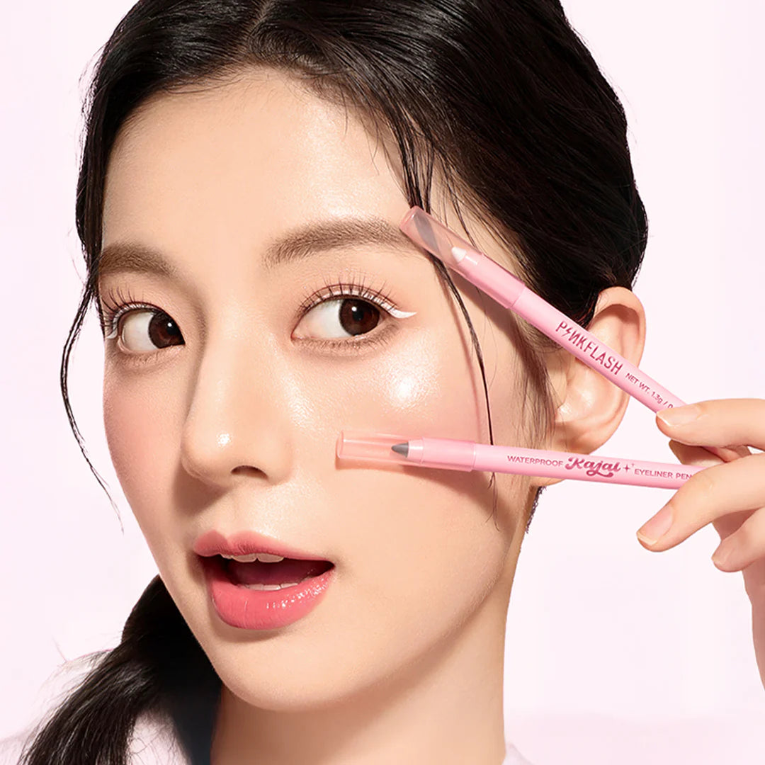 Pinkflash Waterproof Kajal Eeyliner Pencil-WT01 White 4pc Set + 1 Full Size Product Worth 25% Value Free