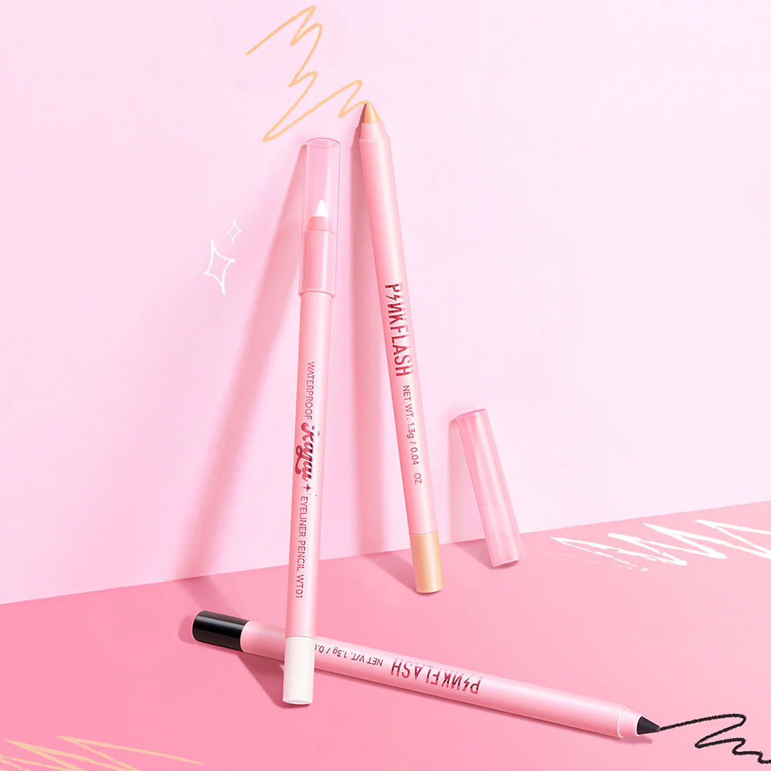 Pinkflash Waterproof Kajal Eeyliner Pencil-WT01 White 4pc Set + 1 Full Size Product Worth 25% Value Free