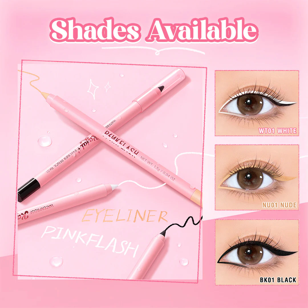 Pinkflash Waterproof Kajal Eeyliner Pencil-WT01 White 4pc Set + 1 Full Size Product Worth 25% Value Free