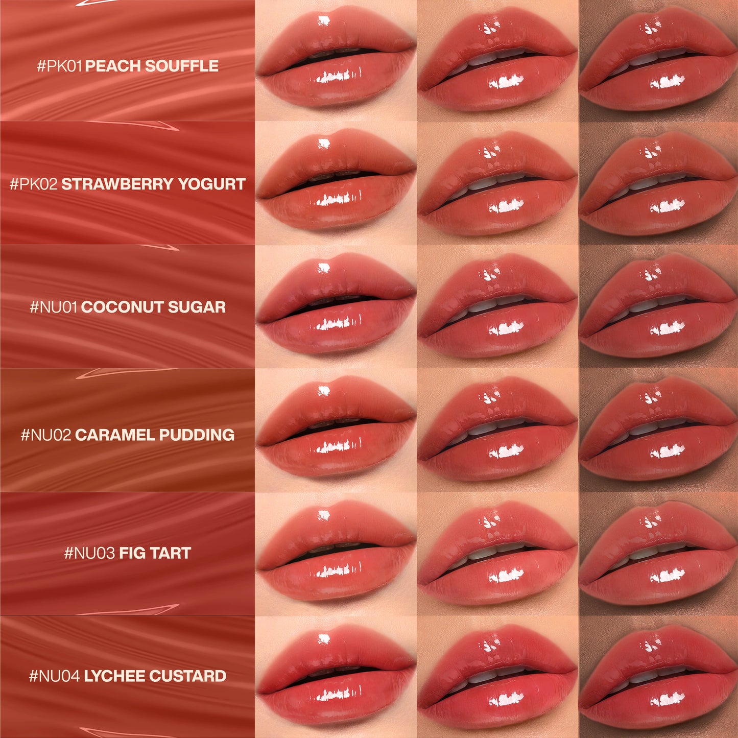 Focallure Watery Lip Balm-HOT NU04 Lychee Custard 4pc Set + 1 Full Size Product Worth 25% Value Free