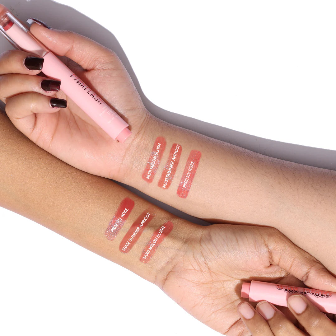 Pinkflash Volumizing Glossy Balm-NU02 Summer Apricot 4pc Set + 1 Full Size Product Worth 25% Value Free