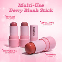 Pinkflash Dewy Blush Stick-PK01 Grapefruit Heart shimmer 4pc Set + 1 Full Size Product Worth 25% Value Free
