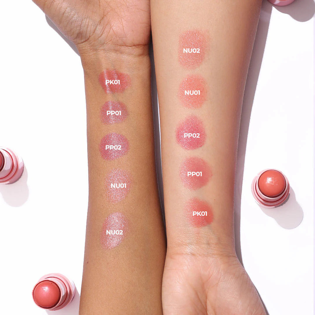 Pinkflash Dewy Blush Stick-PK01 Grapefruit Heart shimmer 4pc Set + 1 Full Size Product Worth 25% Value Free