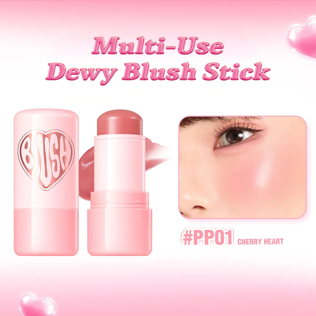 Pinkflash Dewy Blush Stick-PP01 Cherry Heart 4pc Set + 1 Full Size Product Worth 25% Value Free