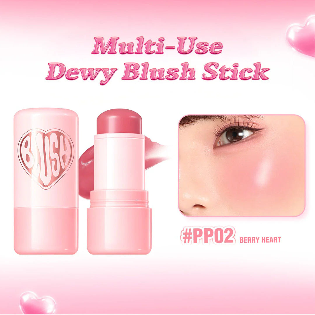 Pinkflash Dewy Blush Stick-PP02 Berry Heart 4pc Set + 1 Full Size Product Worth 25% Value Free