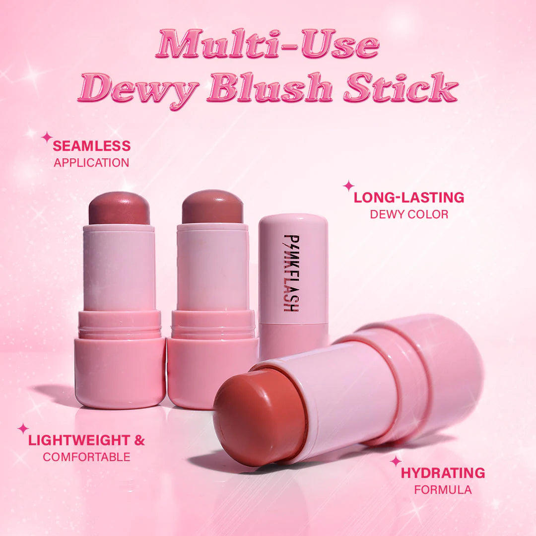 Pinkflash Dewy Blush Stick-NU01 Apricot Heart 4pc Set + 1 Full Size Product Worth 25% Value Free