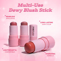 Pinkflash Dewy Blush Stick-NU01 Apricot Heart 4pc Set + 1 Full Size Product Worth 25% Value Free