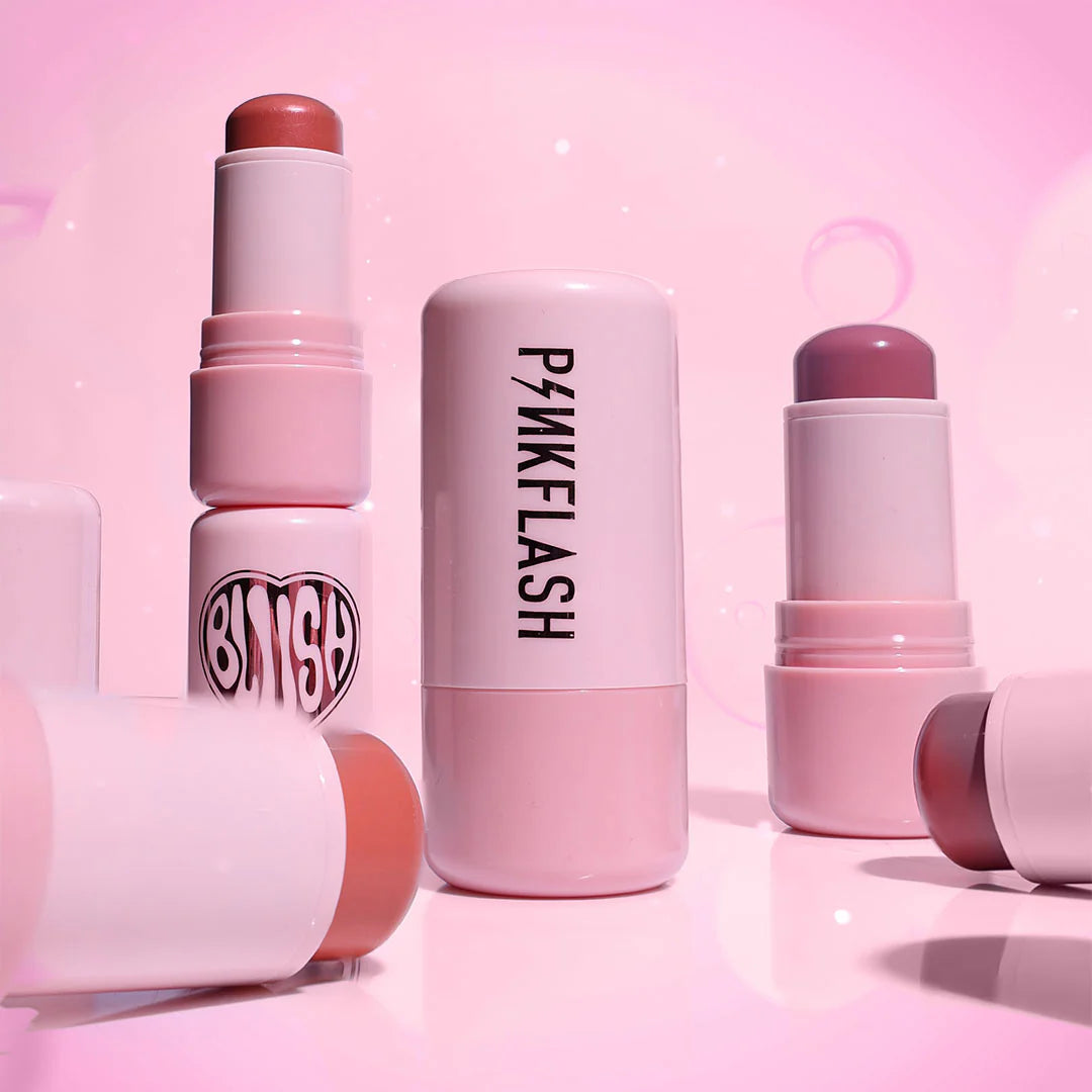 Pinkflash Dewy Blush Stick-NU02 Fig Heart 4pc Set + 1 Full Size Product Worth 25% Value Free