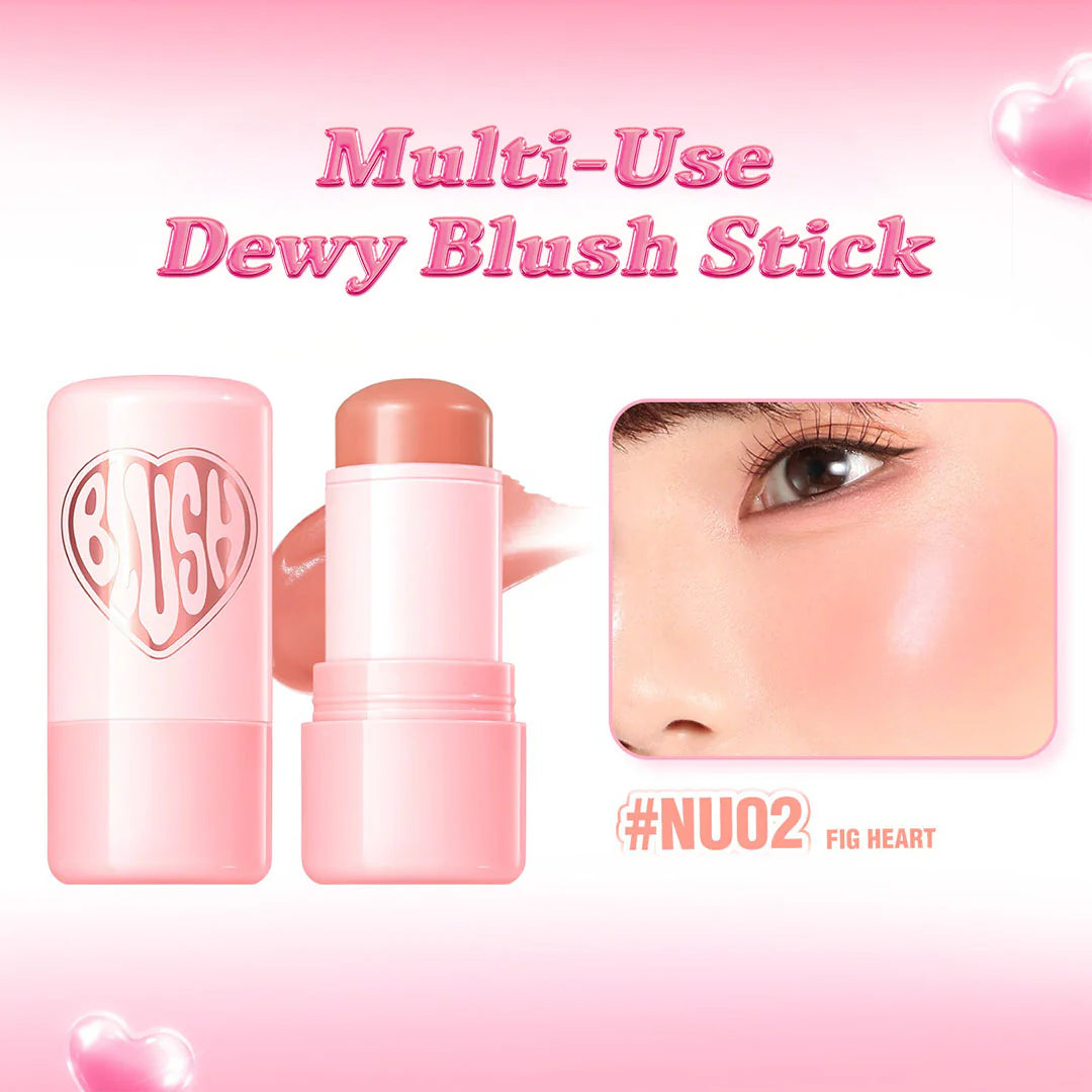 Pinkflash Dewy Blush Stick-NU02 Fig Heart 4pc Set + 1 Full Size Product Worth 25% Value Free