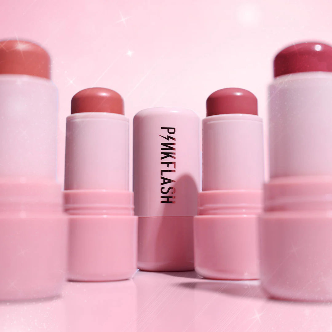 Pinkflash Dewy Blush Stick-NU02 Fig Heart 4pc Set + 1 Full Size Product Worth 25% Value Free