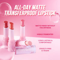 Pinkflash Lasting Matte Lipstick-NU02 Daily Nude 4pc Set + 1 Full Size Product Worth 25% Value Free