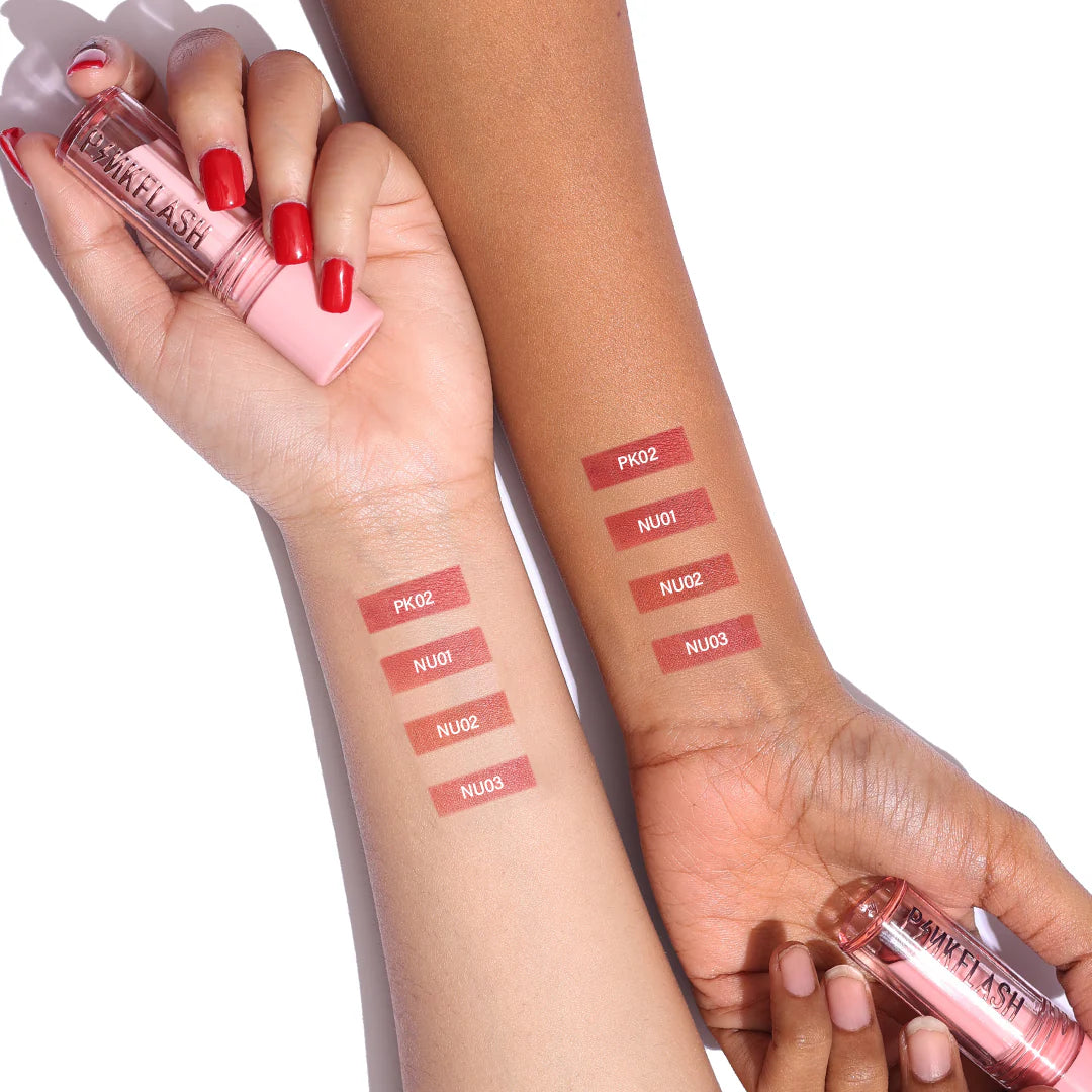 Pinkflash Lasting Matte Lipstick-NU03 Classy Mauve 4pc Set + 1 Full Size Product Worth 25% Value Free