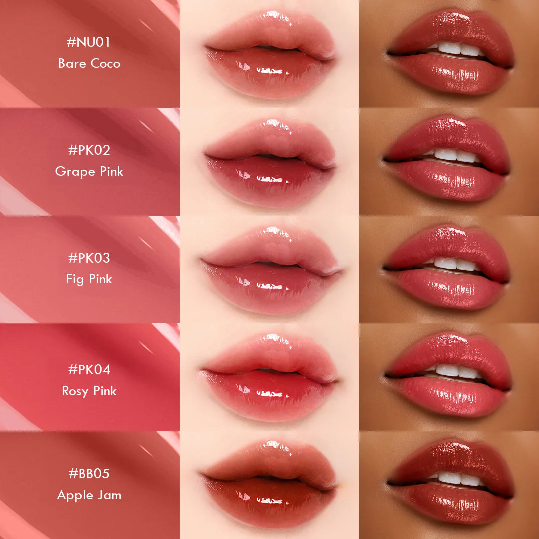 Focallure 3D Mirror Lasting Dewy Lip Tint PK03 Fig Pink 4pc Set + 1 Full Size Product Worth 25% Value Free
