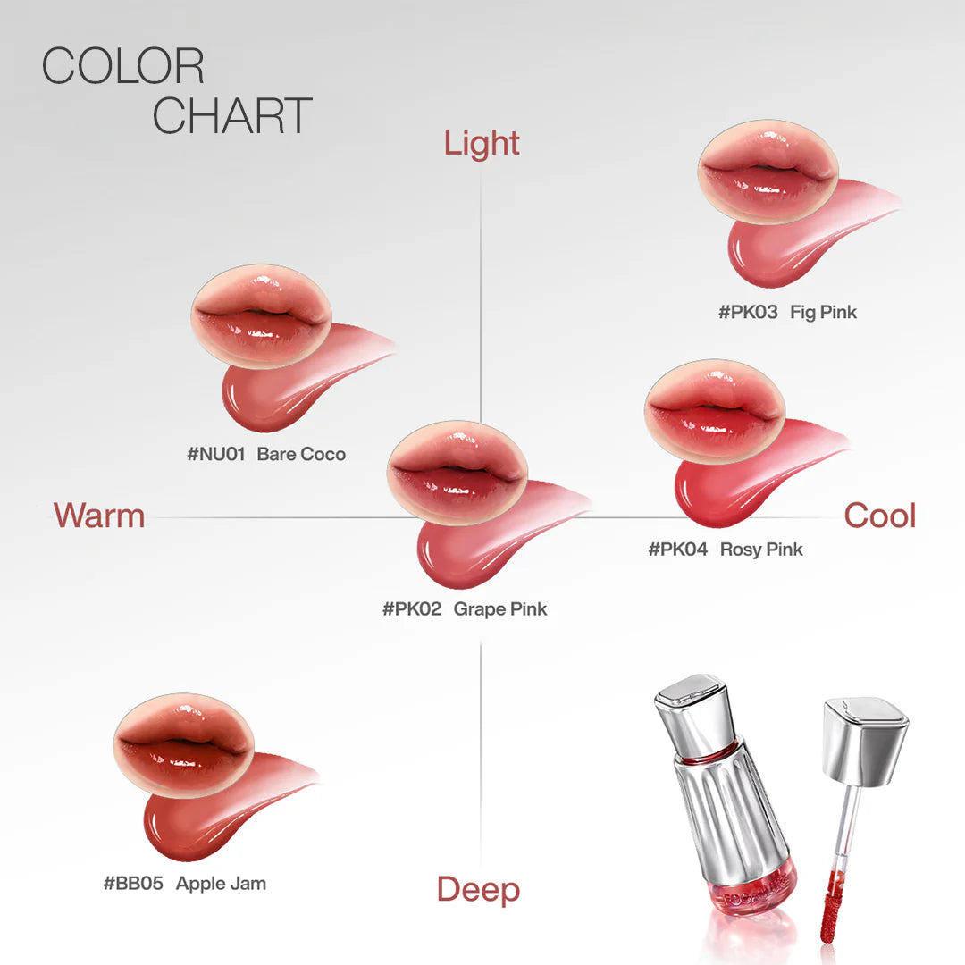 Focallure 3D Mirror Lasting Dewy Lip Tint PK03 Fig Pink 4pc Set + 1 Full Size Product Worth 25% Value Free