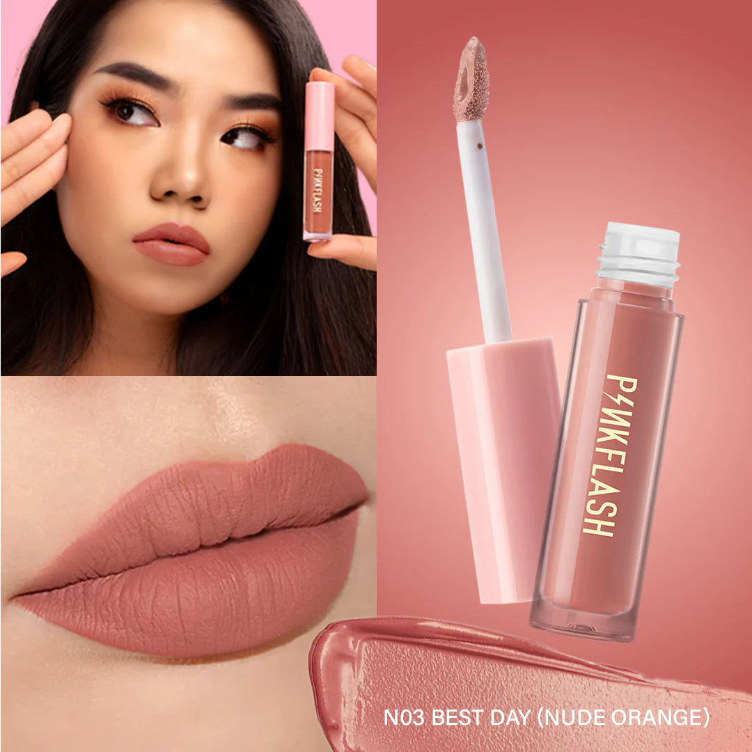 Pinkflash Melting Matte Lipcream-N03# Best Day 4pc Set + 1 Full Size Product Worth 25% Value Free