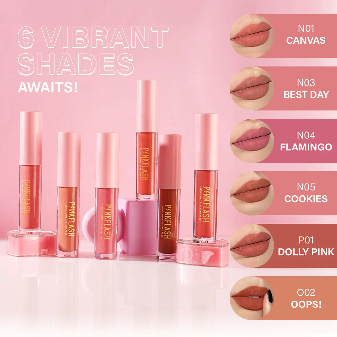 Pinkflash Melting Matte Lipcream-N03# Best Day 4pc Set + 1 Full Size Product Worth 25% Value Free