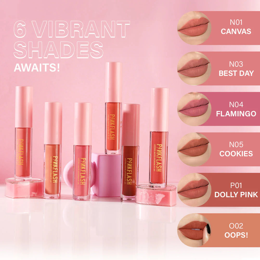 Pinkflash Melting Matte Lipcream-N05# Cookies 4pc Set + 1 Full Size Product Worth 25% Value Free