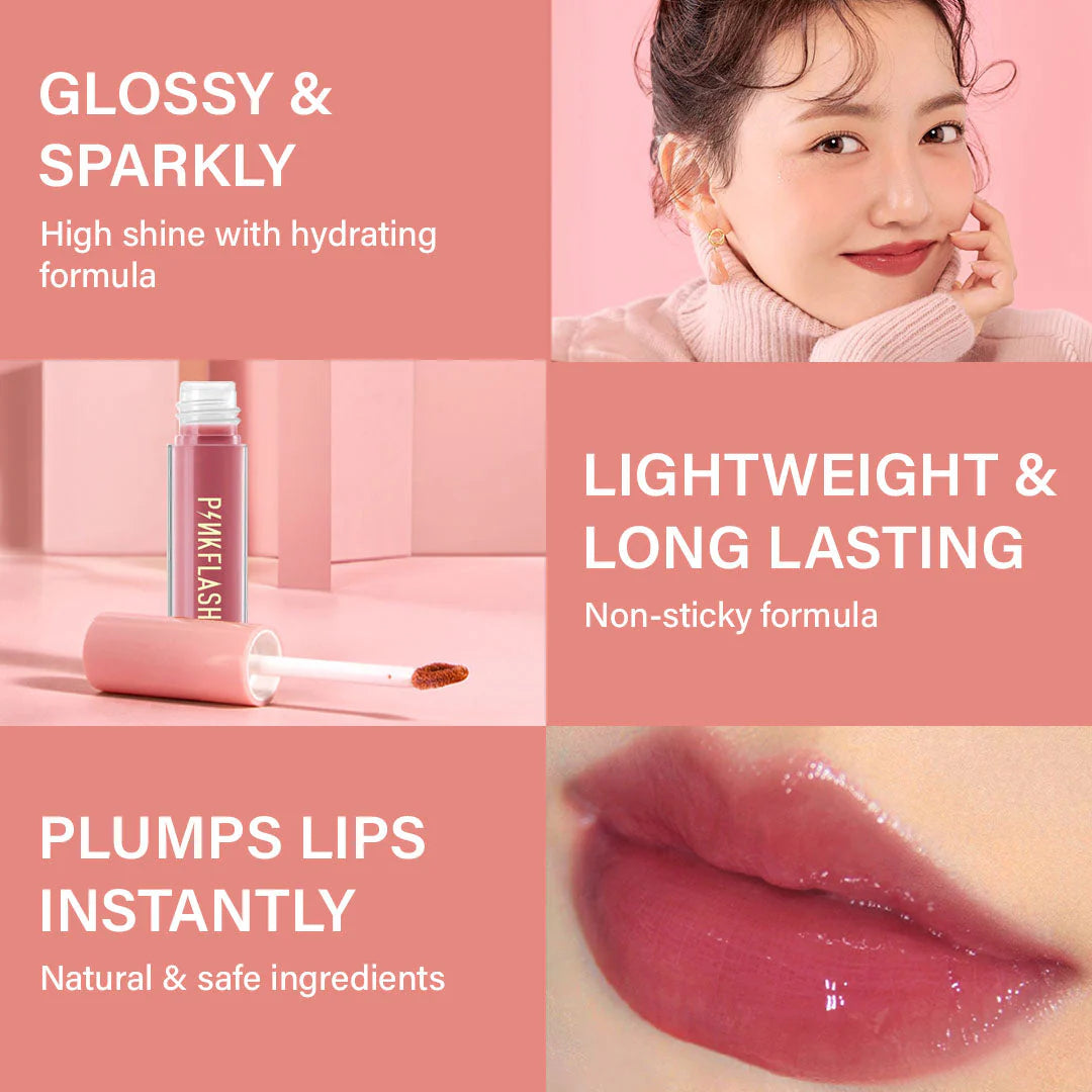 Pinkflash Ever Glossy Moist Lipgloss-G04# Eureka 4pc Set + 1 Full Size Product Worth 25% Value Free