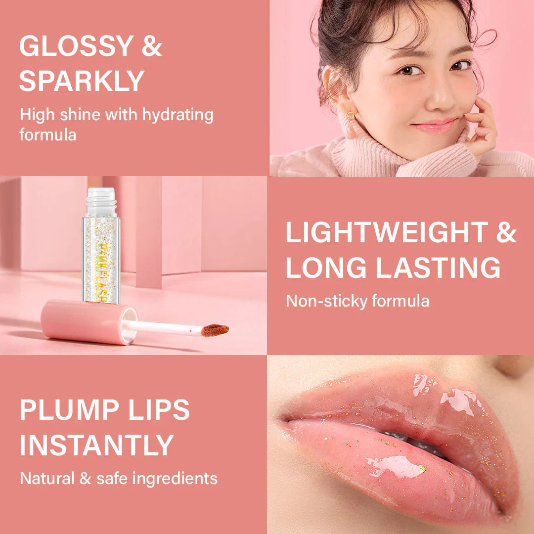 Pinkflash Ever Glossy Moist Lipgloss-S01# Fireflies 4pc Set + 1 Full Size Product Worth 25% Value Free