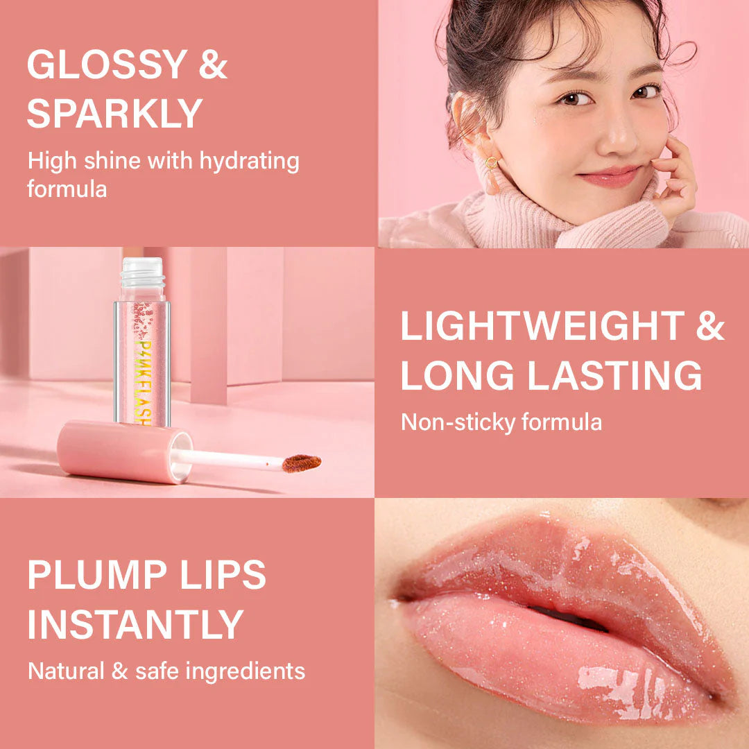 Pinkflash Ever Glossy Moist Lipgloss-S02# Twinkle 4pc Set + 1 Full Size Product Worth 25% Value Free