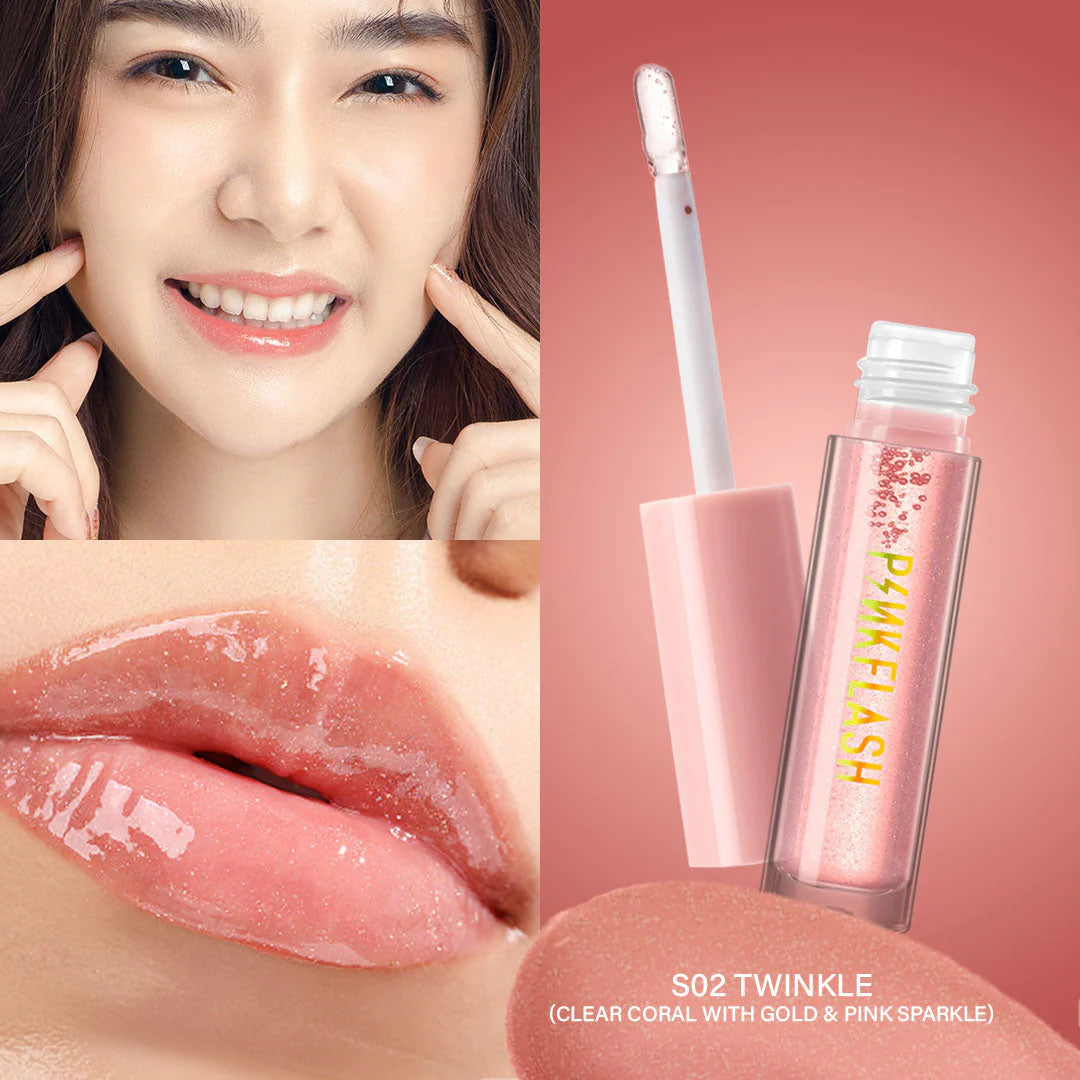 Pinkflash Ever Glossy Moist Lipgloss-S02# Twinkle 4pc Set + 1 Full Size Product Worth 25% Value Free